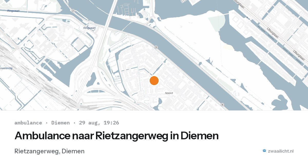 Ambulance naar Rietzangerweg in Diemen — 29 aug 2026