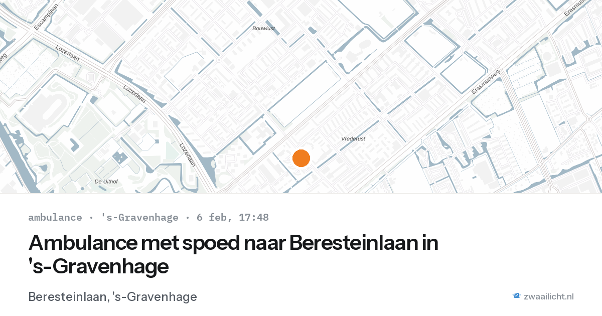 Ambulance met spoed naar Beresteinlaan in 's-Gravenhage — 6 feb 2026