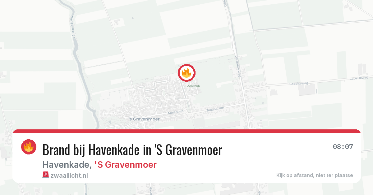 Brand bij Havenkade in 'S Gravenmoer — 31 jul 2026