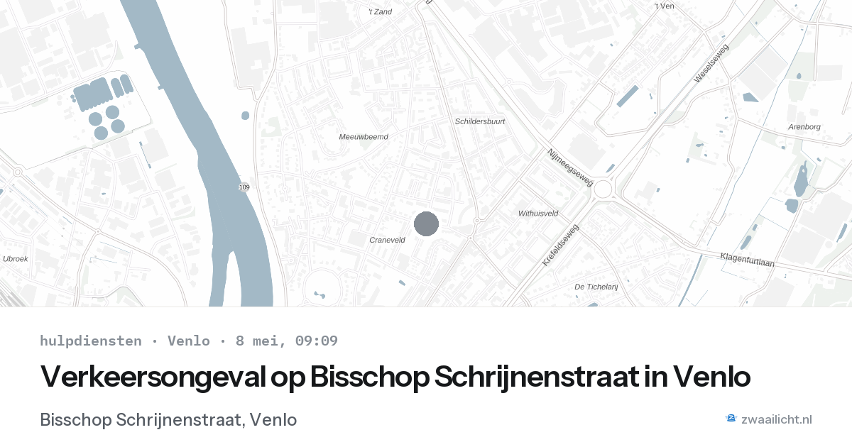 Verkeersongeval op Bisschop Schrijnenstraat in Venlo — 8 mei 2026