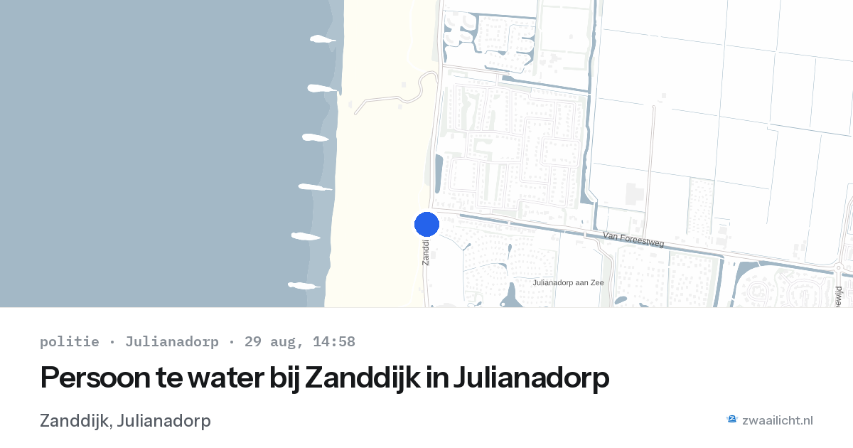 Persoon te water bij Zanddijk in Julianadorp — 29 aug 2026