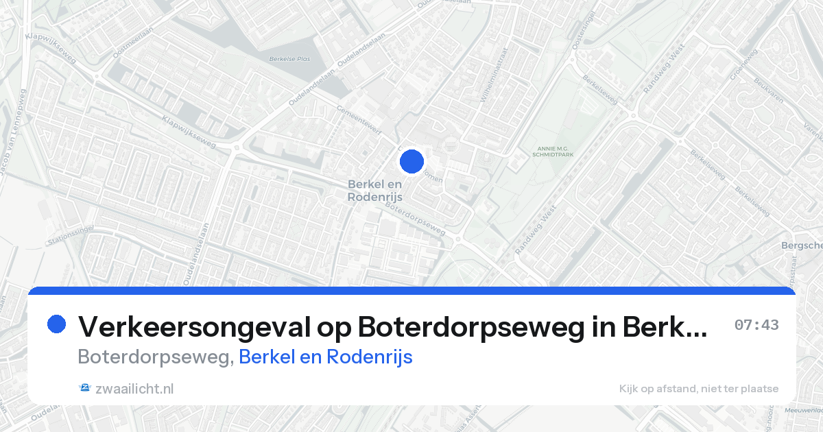 Verkeersongeval op Boterdorpseweg in Berkel en Rodenrijs — 20 aug 2026