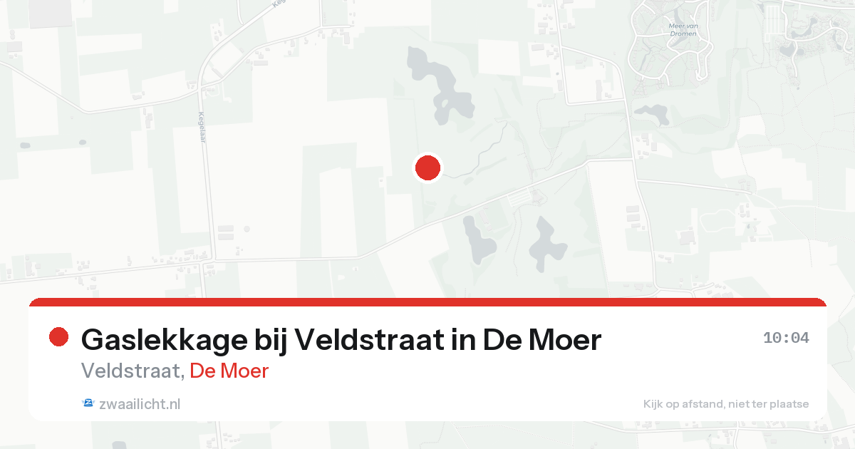 Gaslekkage bij Veldstraat in De Moer — 20 aug 2026