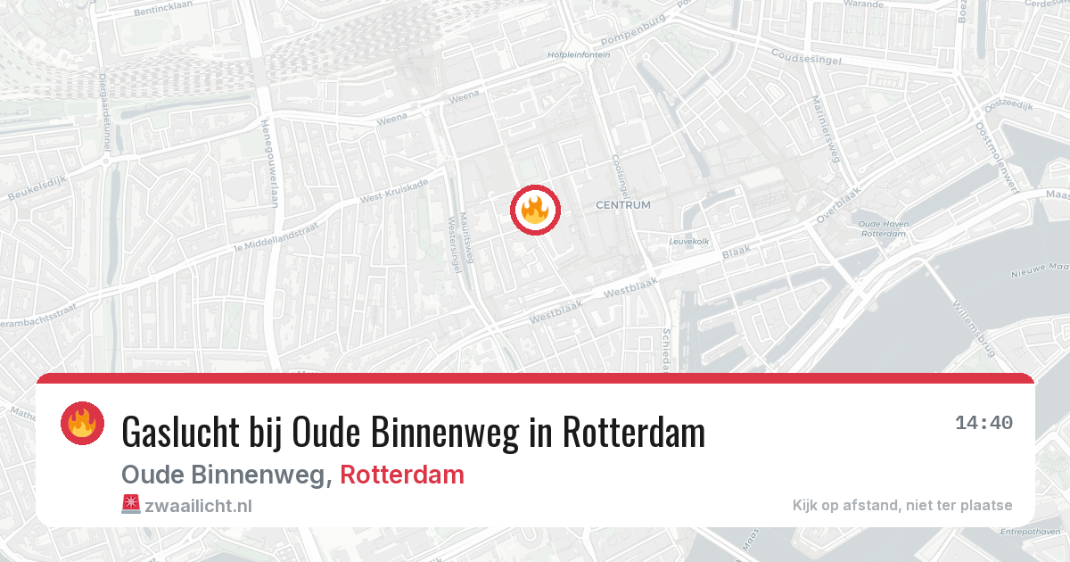 Gaslucht bij Oude Binnenweg in Rotterdam — 27 apr 2026