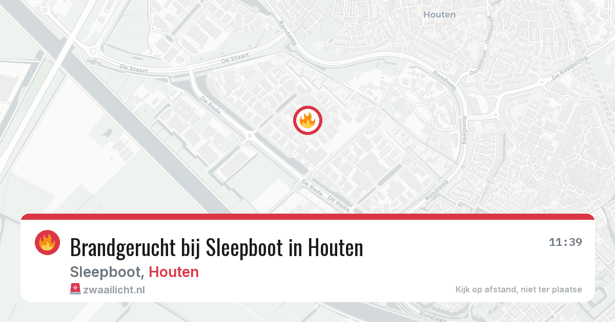 Brandgerucht bij Sleepboot in Houten — 11 aug 2026