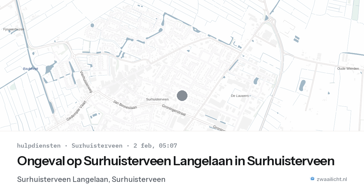 Ongeval op Surhuisterveen Langelaan in Surhuisterveen — 2 feb 2026