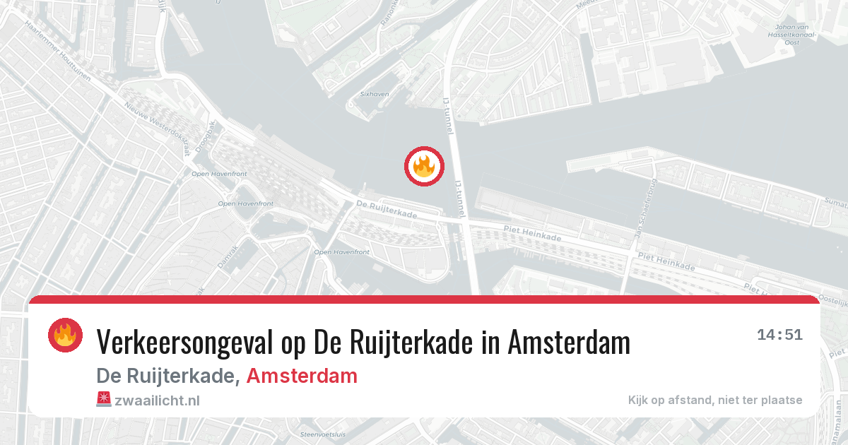 Verkeersongeval op De Ruijterkade in Amsterdam — 9 aug 2026