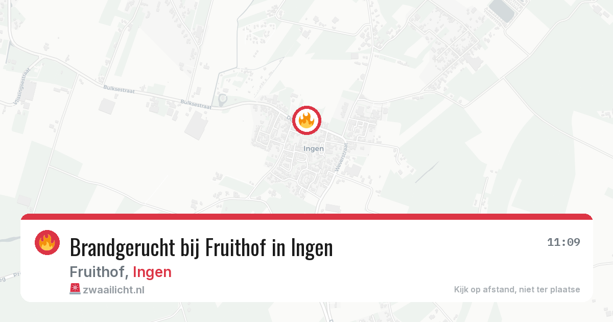 Brandgerucht bij Fruithof in Ingen — 9 jun 2026