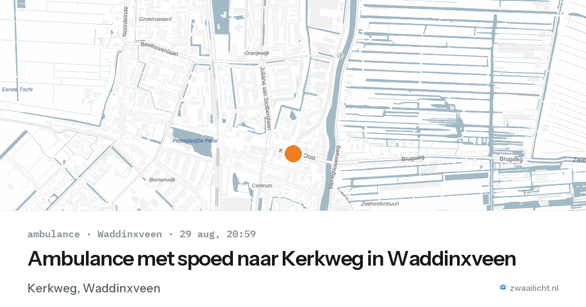 Ambulance met spoed naar Kerkweg in Waddinxveen — 29 aug 2026
