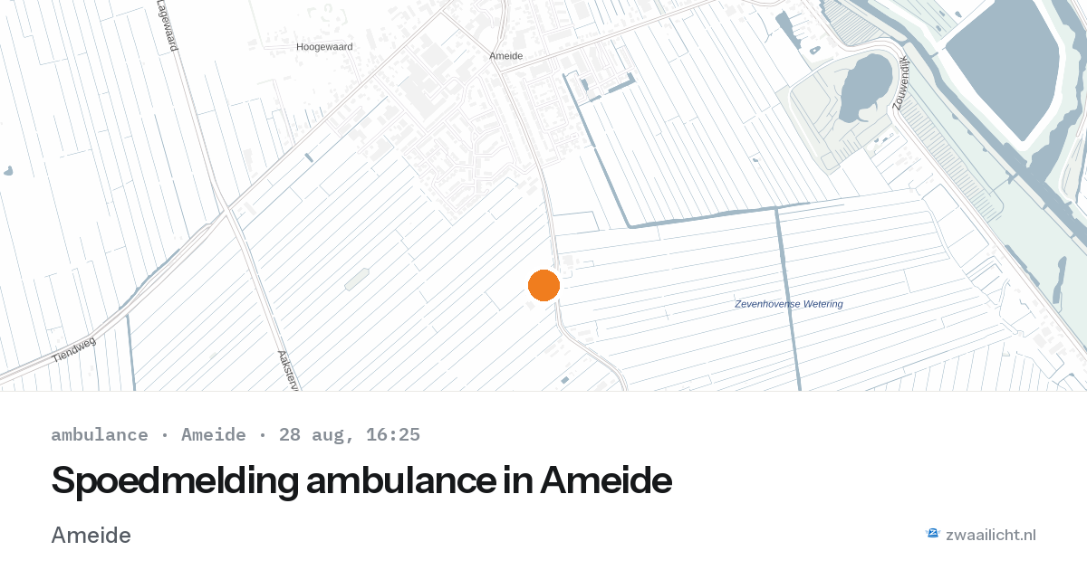 Spoedmelding ambulance in Ameide — 28 aug 2026