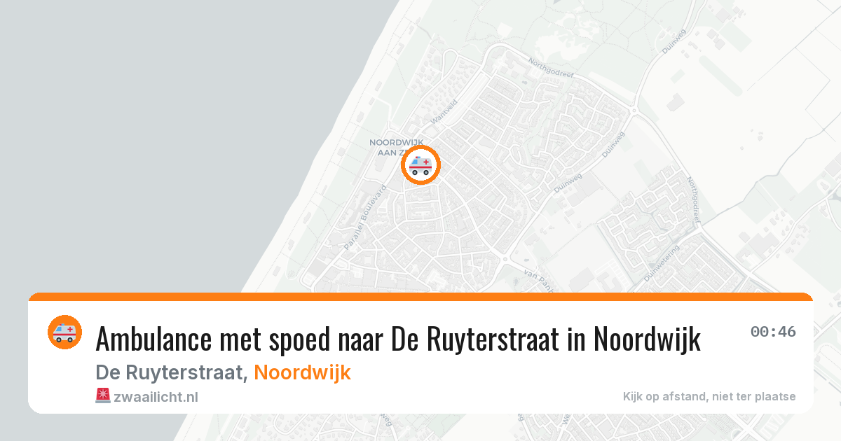 Ambulance met spoed naar De Ruyterstraat in Noordwijk — 13 aug 2026