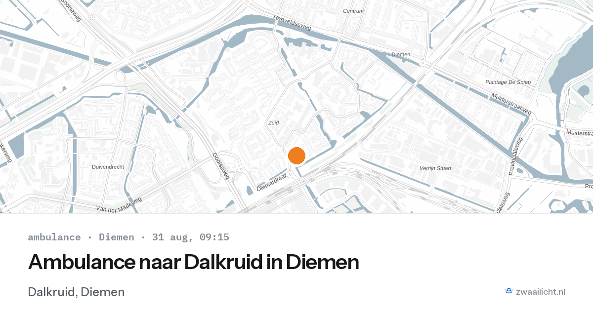 Ambulance naar Dalkruid in Diemen — 31 aug 2026