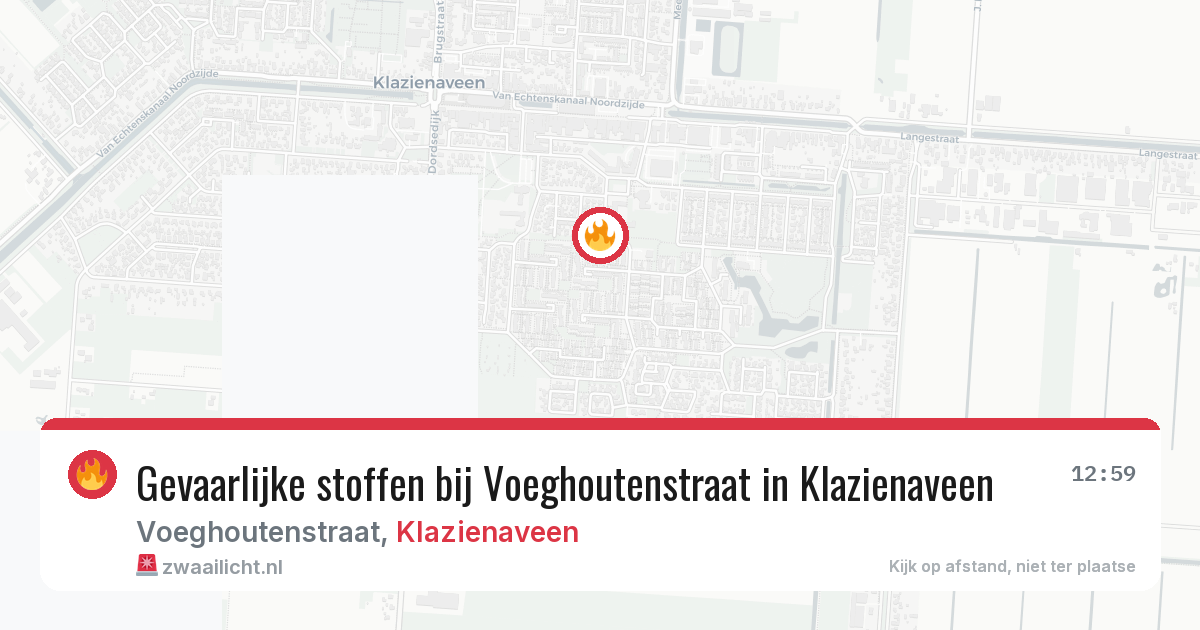 Gevaarlijke stoffen bij Voeghoutenstraat in Klazienaveen — 22 mei 2026