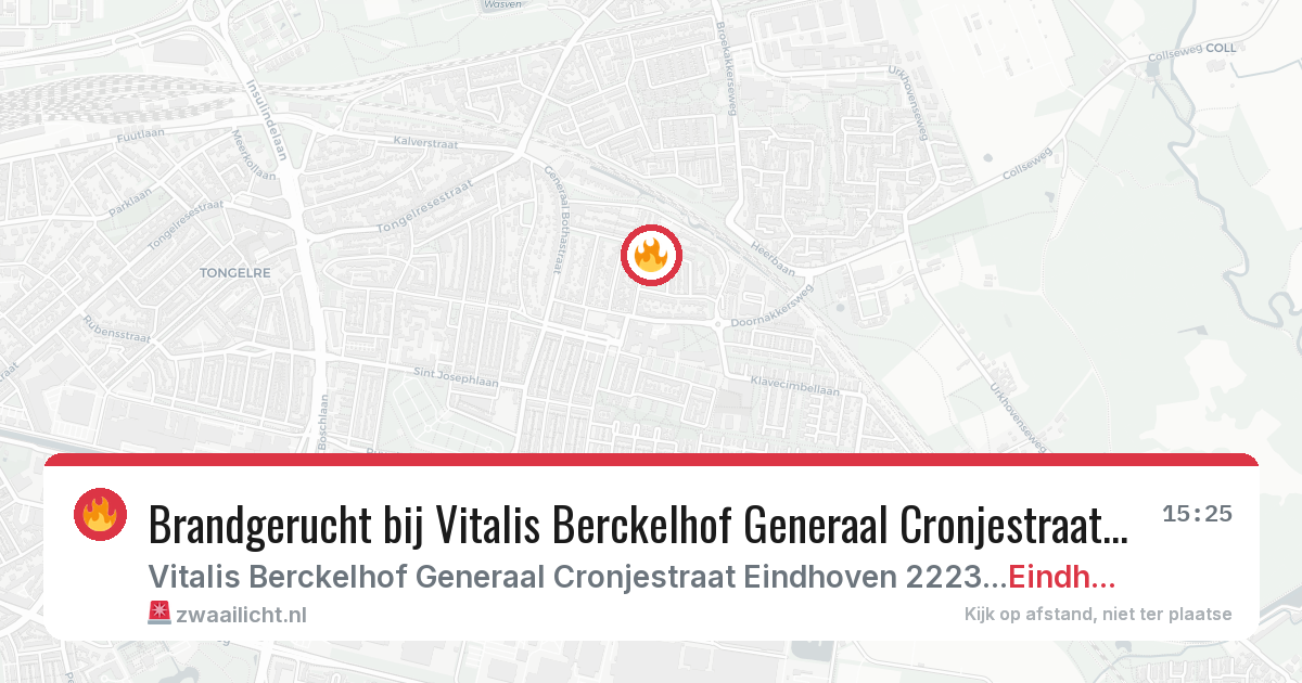 Brandgerucht bij Vitalis Berckelhof Generaal Cronjestraat Eindhoven in Eindhoven — 27 apr 2026