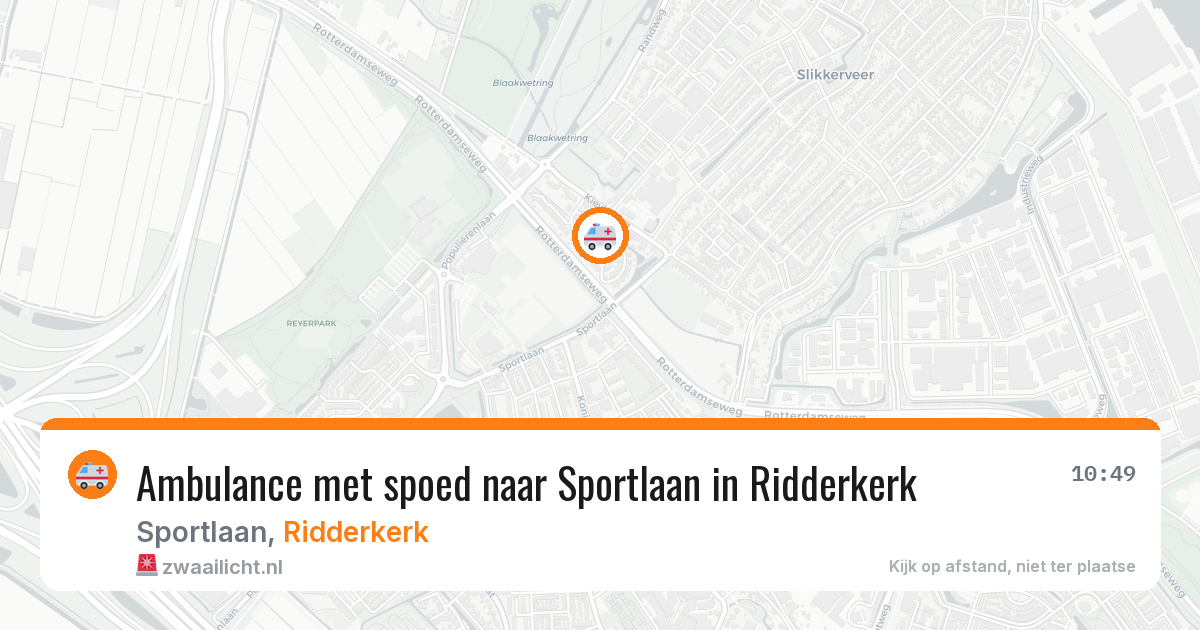 Ambulance met spoed naar Sportlaan in Ridderkerk — 19 jun 2026