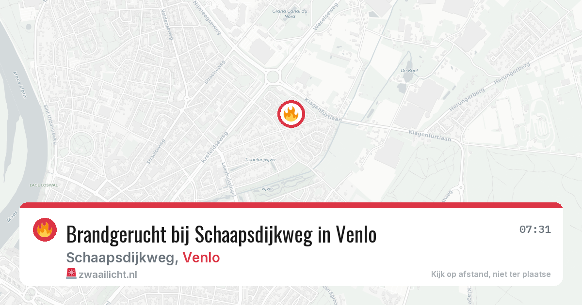 Brandgerucht bij Schaapsdijkweg in Venlo — 16 jul 2026