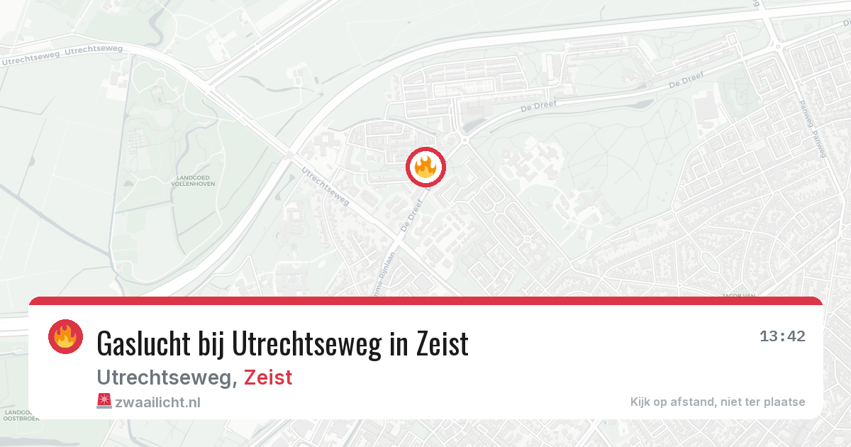 Gaslucht bij Utrechtseweg in Zeist — 8 aug 2026