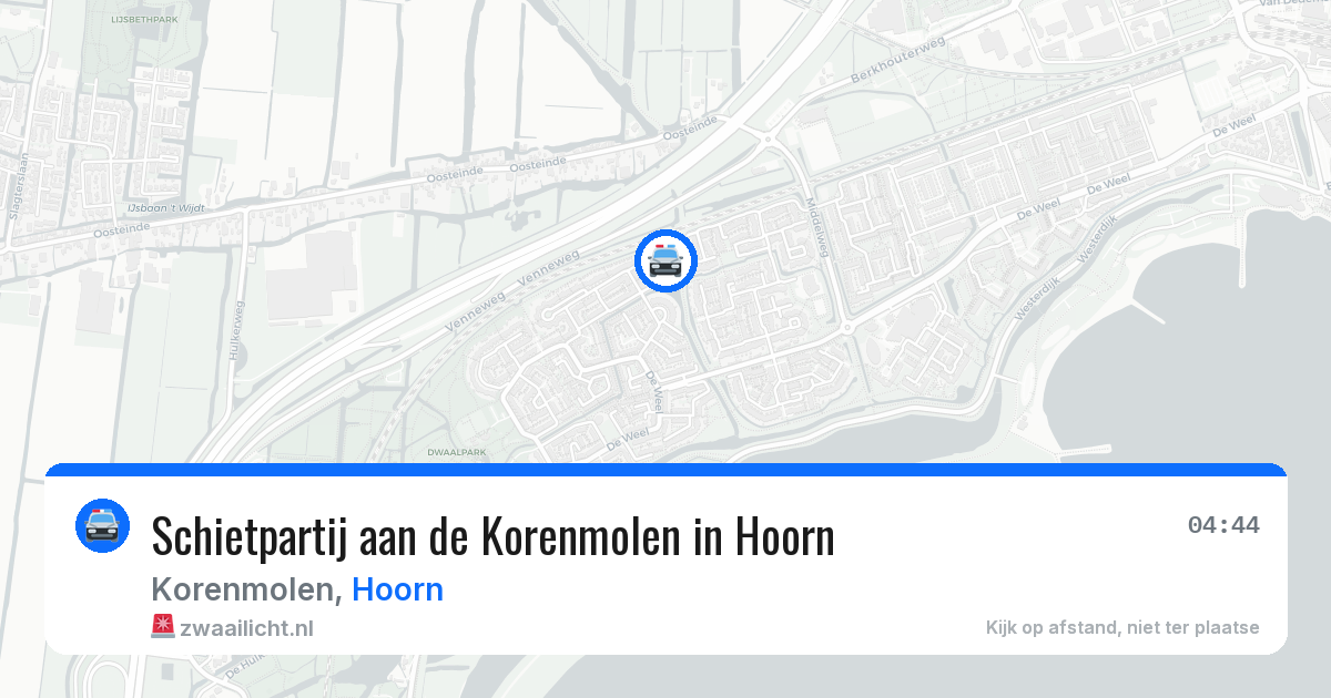 Schietpartij aan de Korenmolen in Hoorn — 1 aug 2026