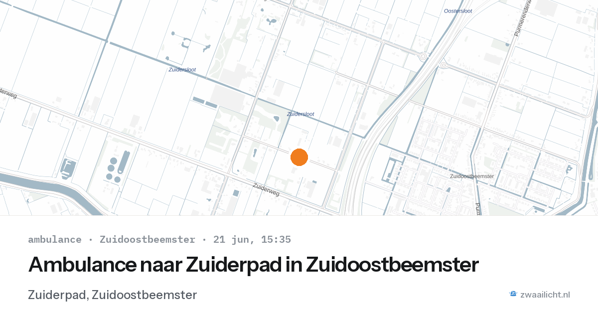 Ambulance naar Zuiderpad in Zuidoostbeemster — 21 jun 2026