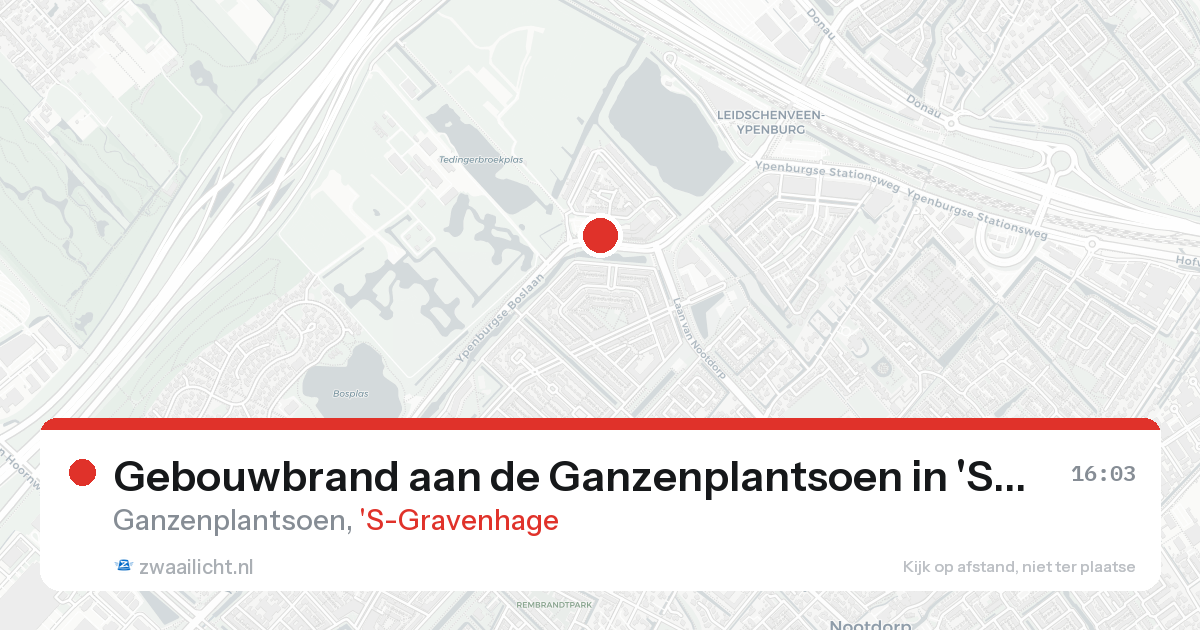 Gebouwbrand aan de Ganzenplantsoen in 'S-Gravenhage — 24 aug 2026