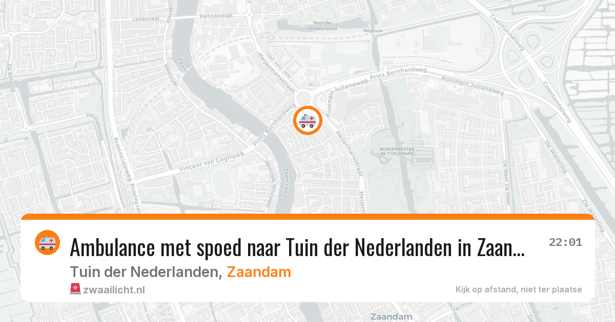 Ambulance met spoed naar Tuin der Nederlanden in Zaandam — 24 mrt 2026
