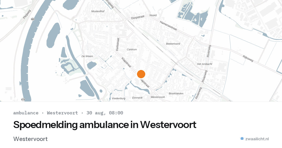 Spoedmelding ambulance in Westervoort — 30 aug 2026