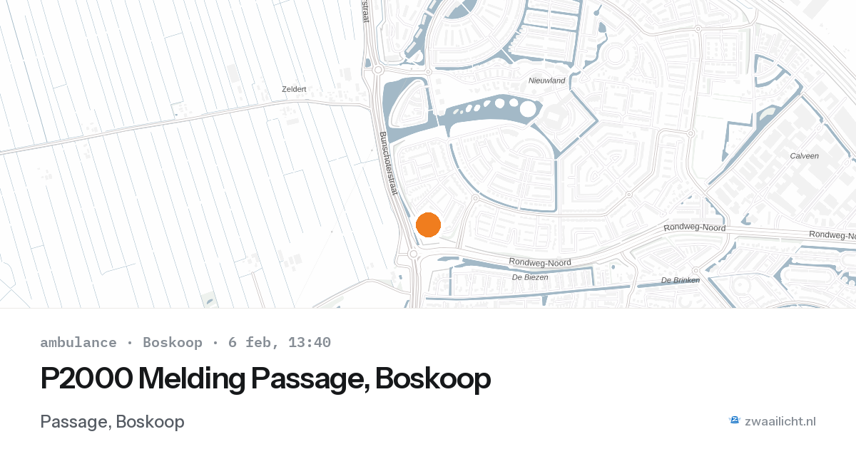 P2000 Melding Passage, Boskoop — 6 feb 2026