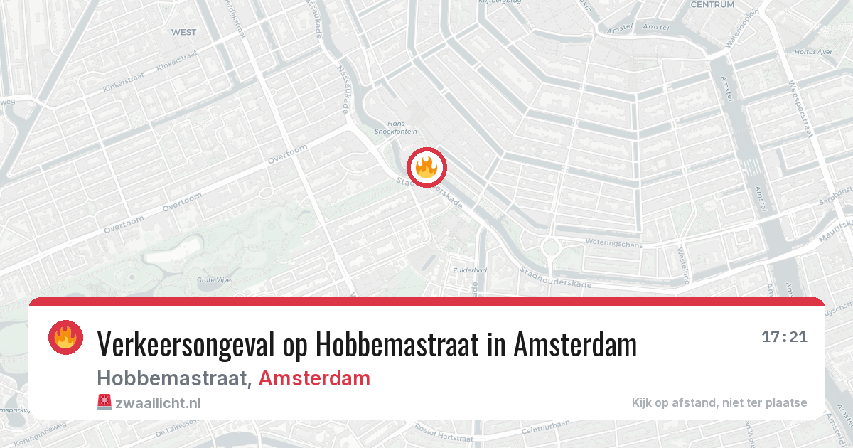 Verkeersongeval op Hobbemastraat in Amsterdam — 10 aug 2026