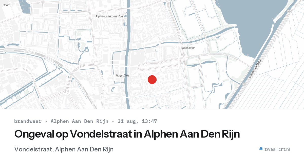 Ongeval op Vondelstraat in Alphen Aan Den Rijn — 31 aug 2026