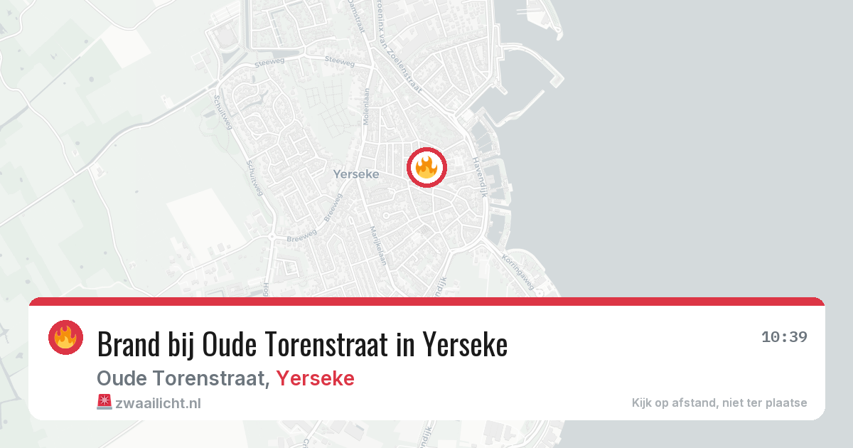 Brand bij Oude Torenstraat in Yerseke — 16 jul 2026