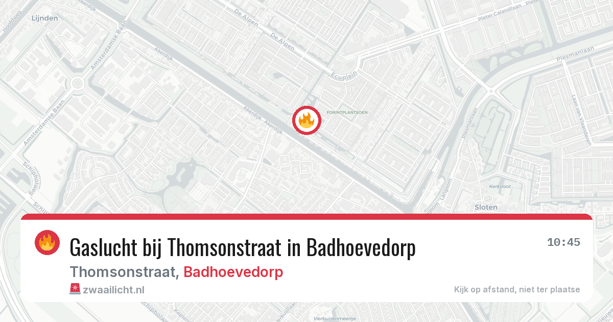 Gaslucht bij Thomsonstraat in Badhoevedorp — 27 jul 2026