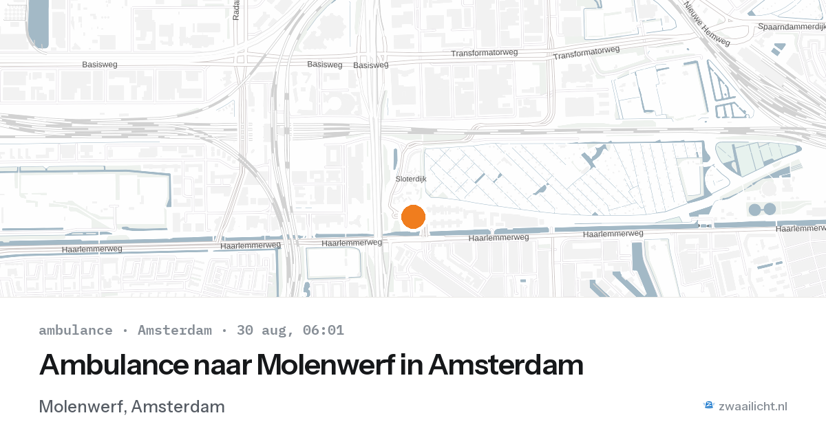 Ambulance naar Molenwerf in Amsterdam — 30 aug 2026