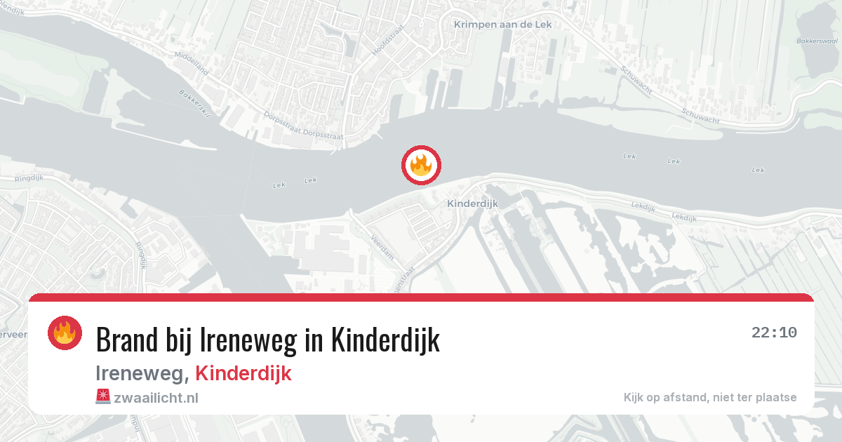 Brand bij Ireneweg in Kinderdijk — 17 jul 2026
