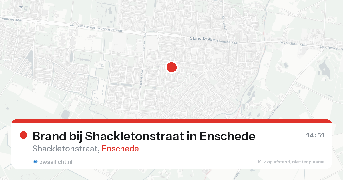 Brand bij Shackletonstraat in Enschede — 14 aug 2026