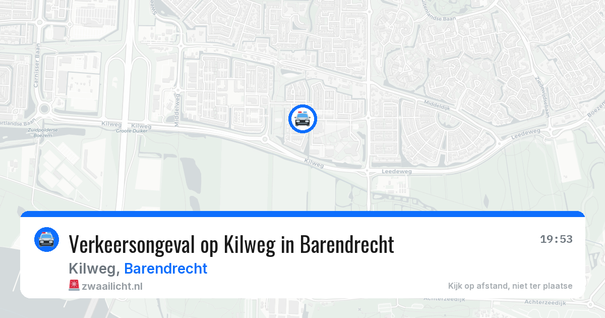 Verkeersongeval op Kilweg in Barendrecht — 1 jun 2026