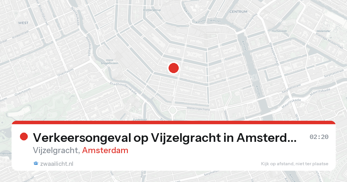 Verkeersongeval op Vijzelgracht in Amsterdam — 22 aug 2026