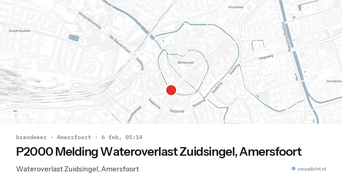 P2000 Melding Wateroverlast Zuidsingel, Amersfoort — 6 feb 2026