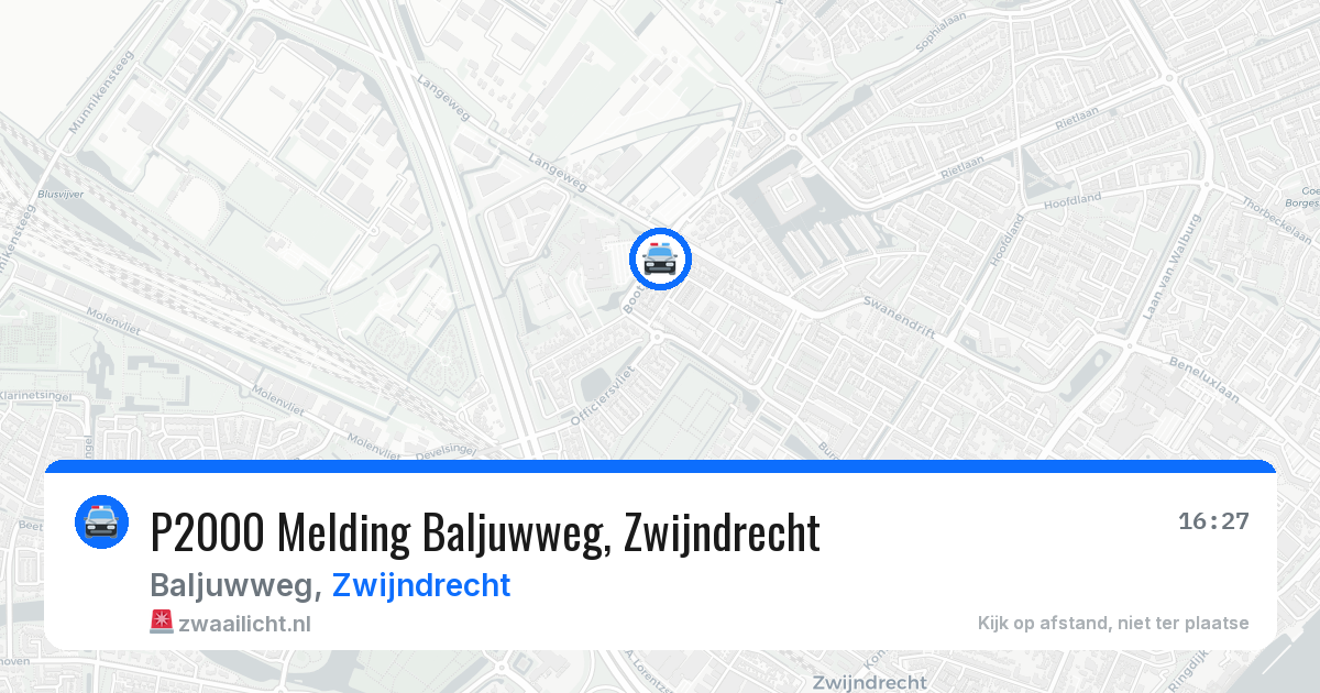 P2000 Melding Baljuwweg, Zwijndrecht — 16 jun 2026