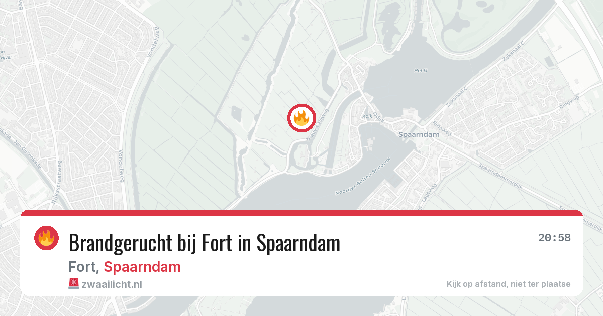 Brandgerucht bij Fort in Spaarndam — 9 aug 2026