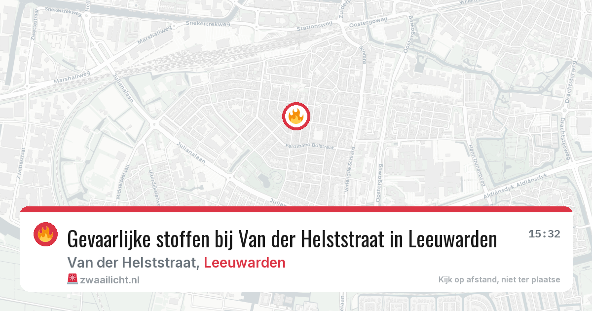 Gevaarlijke stoffen bij Van der Helststraat in Leeuwarden — 12 aug 2026