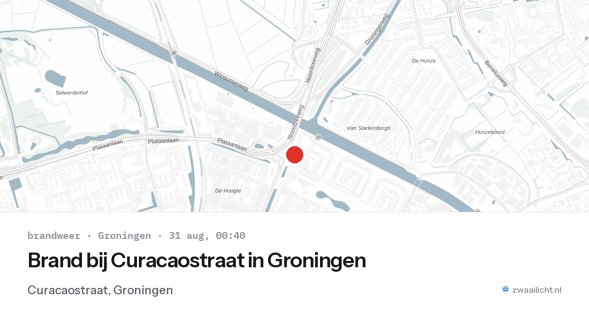 Brand bij Curacaostraat in Groningen — 30 aug 2026