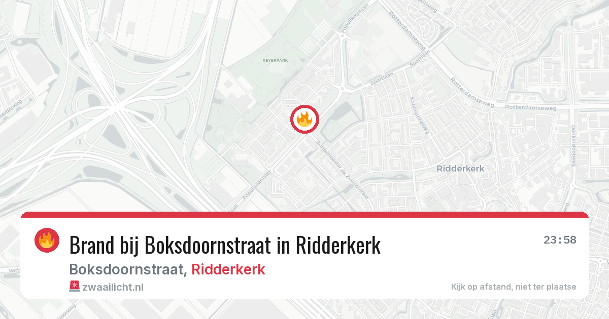 Brand bij Boksdoornstraat in Ridderkerk — 27 mrt 2026
