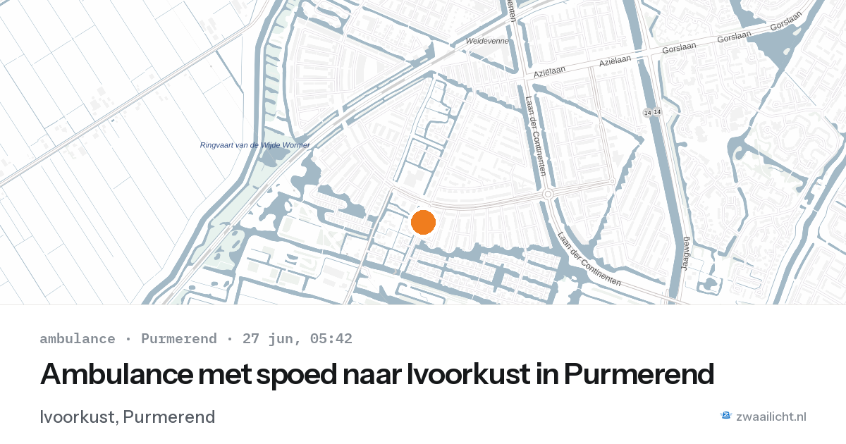 Ambulance met spoed naar Ivoorkust in Purmerend — 27 jun 2026