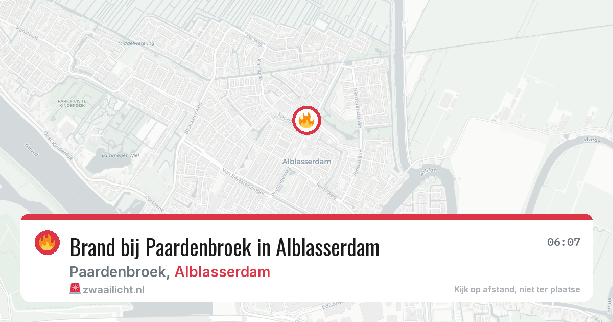Brand bij Paardenbroek in Alblasserdam — 7 jul 2026