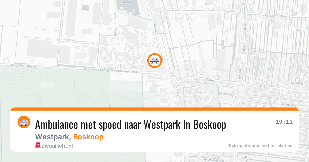 Ambulance met spoed naar Westpark in Boskoop — 20 mei 2026