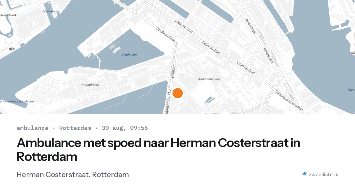 Ambulance met spoed naar Herman Costerstraat in Rotterdam — 30 aug 2026