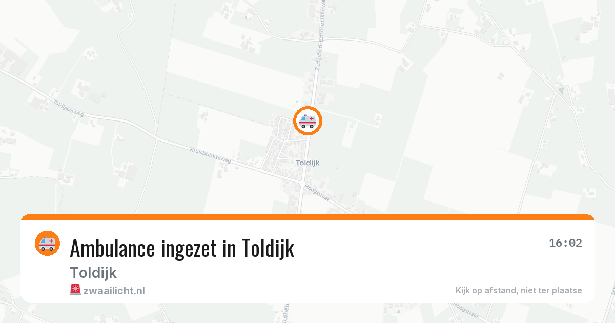 Ambulance ingezet in Toldijk — 20 mrt 2026