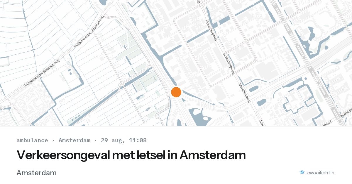 Verkeersongeval met letsel in Amsterdam — 29 aug 2026