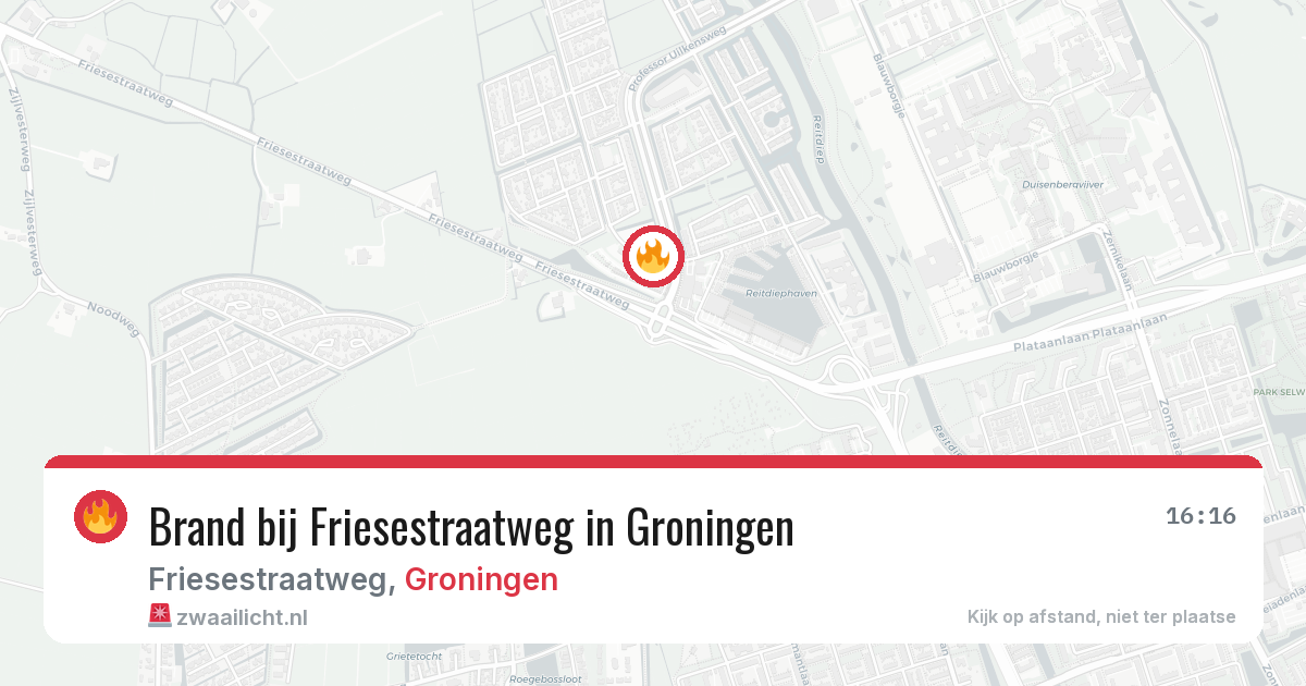 Brand bij Friesestraatweg in Groningen — 12 aug 2026