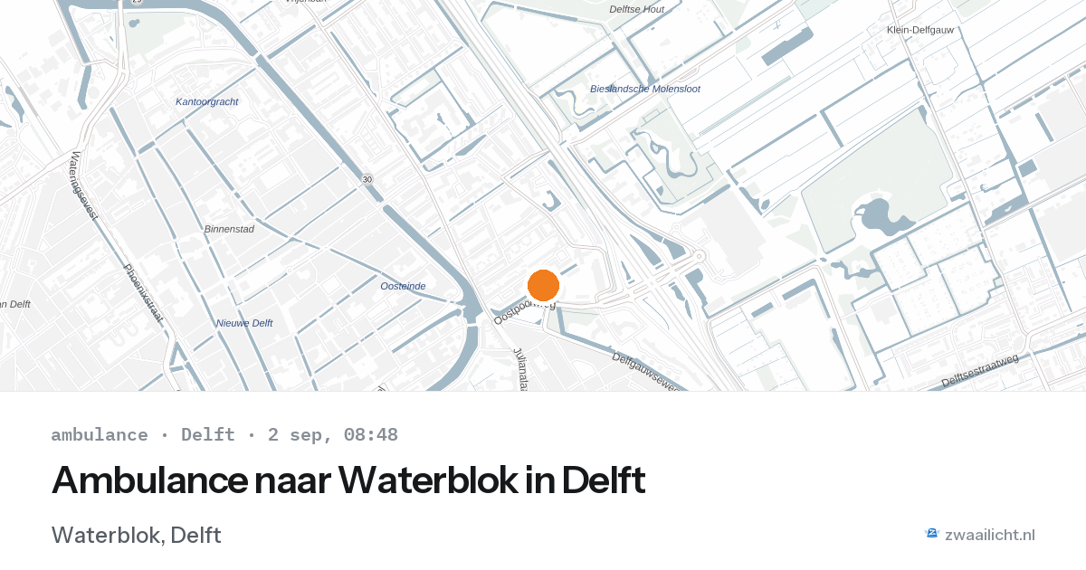 Ambulance naar Waterblok in Delft — 2 sep 2026